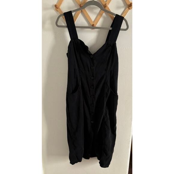 Zara Trf Collection Dress Women's Medium Black Front Button Up Midi Pockets - Picture 2 of 6